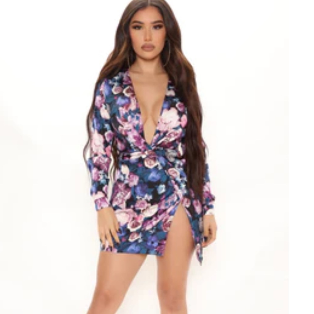 Sugar Free Floral Mini Dress - Black/combo